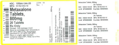 800mg 20ct (Label Metaxalone Tabs 800mg  Bpi(10544 144 20) Amneal(65162 553 10) Rev1)